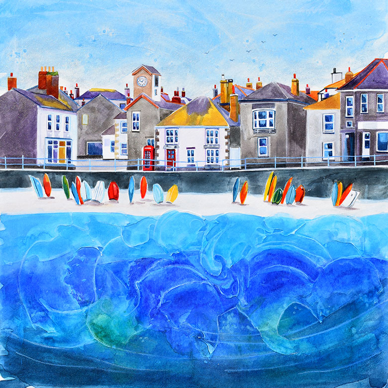 Mousehole 3, Cornwall. An open edition Giclee print by Anya Simmons.