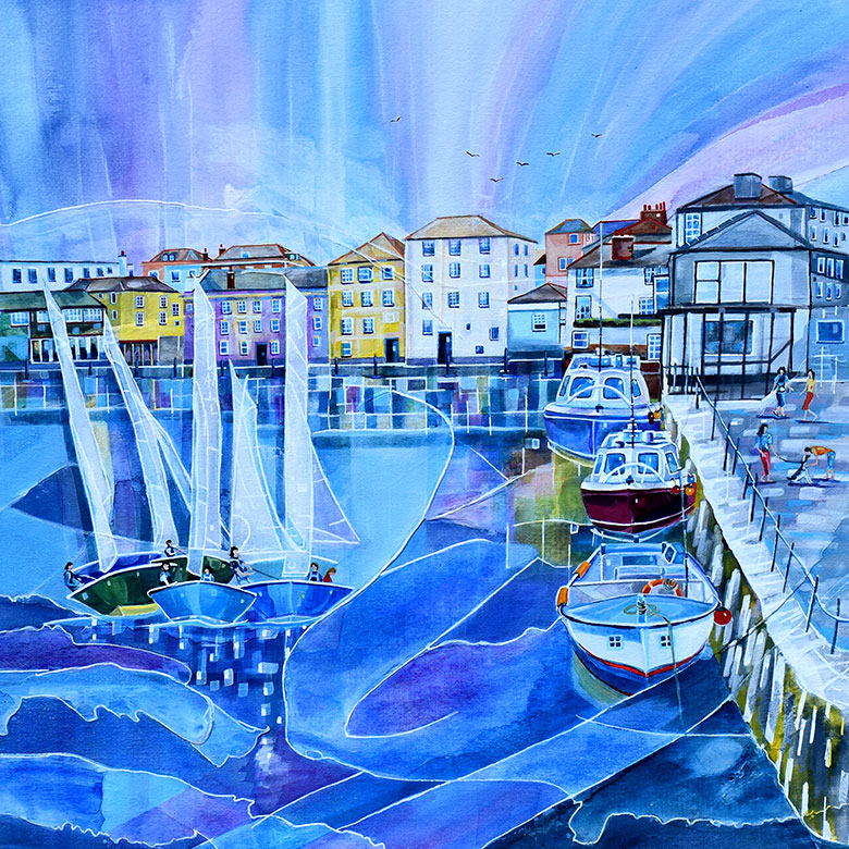 Falmouth Harbour 2, Cornwall. An open edition Giclee print by Anya Simmons.
