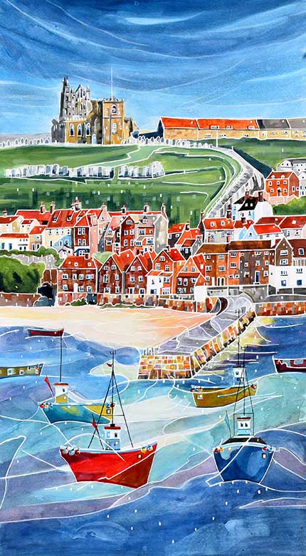 A Limited Edition Giclee Print of Whitby Harbour by Anya Simmons